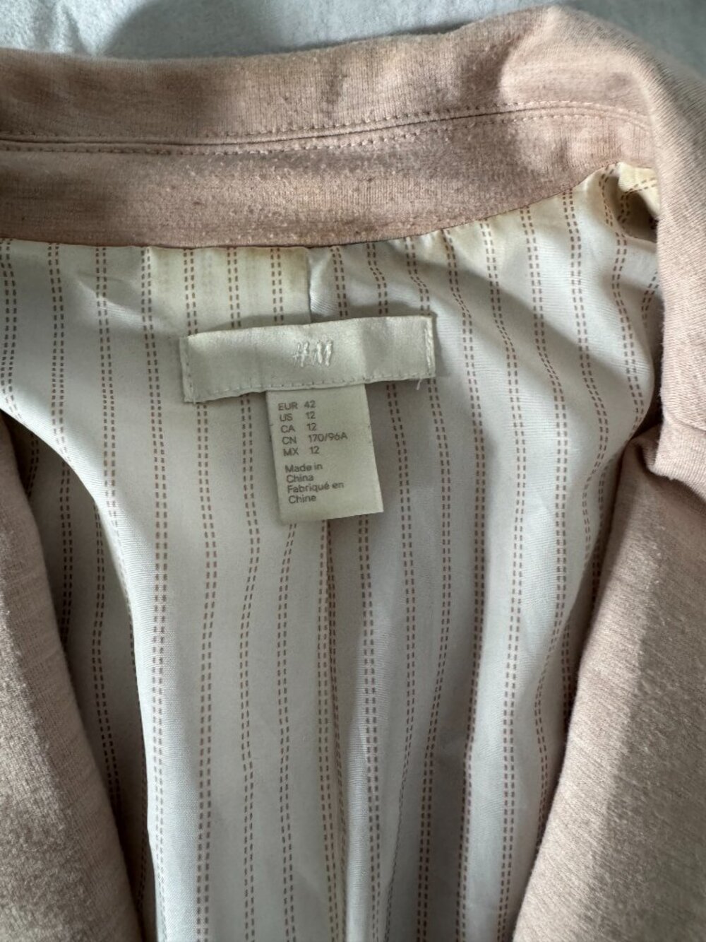 EUC H&M Blush Pink One Button Blazer Sz 12 - Picture 3 of 7